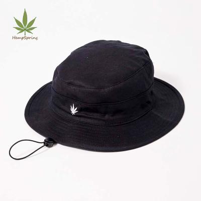 China HempSpring Hemp Bucket Hat Embroidery Casual Organic Bucket Hat Wide Brim Boonie Hat for sale