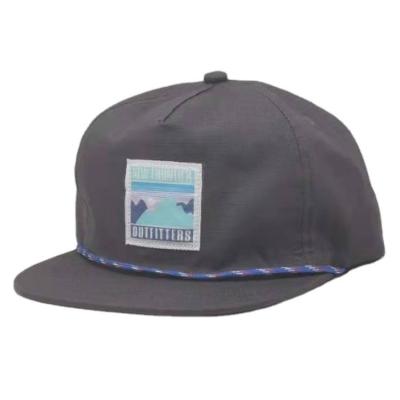 China breathable & Gray Custom Logo 5 Panel Waterproof Plain Unstructured White Nylon Snapback Hat With Rope for sale