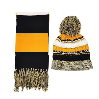 China 2022 COMMON Warm Unisex Comfortable Thicken Winter Hat Knitted Winter Beanies And Scarf Set For Men And Women for sale