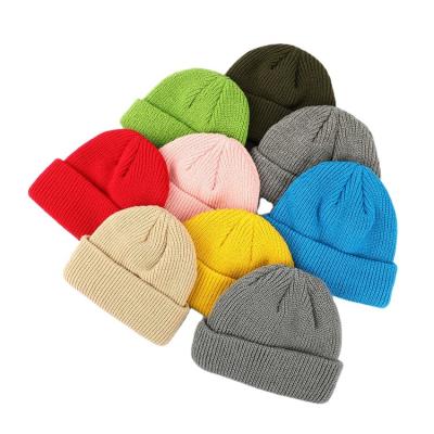 China Factory JOINT Logo Unisex Winter Warm Hat OEM Custom Covers Blank Plain Dyed Acrylic Multi Color Knitted Slouchy Beanie 100% for sale