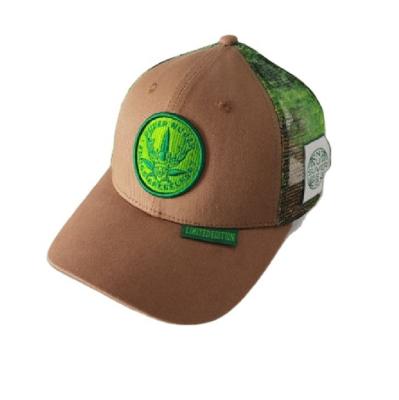 China COMMON Custom Design 6 Panels High Quality Brown Color Embroidery Patch Logo Printed Mesh Trucker Hats Caps On Sale for sale