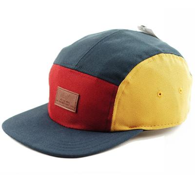 China Vintage Canvas JOINT Design Your Own 5 Panels Hats With Leather Patch for sale