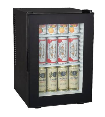 China 40L glass door mini refrigerator THERMOELECTRIC, mini display bar for 40L, 40L hotel guest room mini fridge for sale