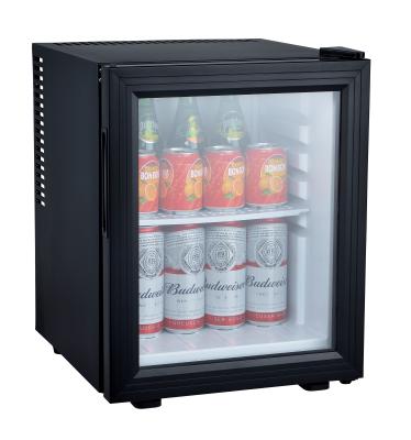 China Hotel 30L silent glass door minibar, 30L silent mini showcase, 30L mini refrigerator with glass door for sale