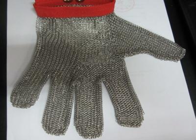 China M Size Red Stainless Steel Gloves For Cutting , Chain Mail Gloves Anti Wear for sale