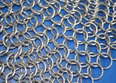 China Food Grade Stainless Steel Chainmail Scrubber For Cast Iron Cookware , Round Shape for sale