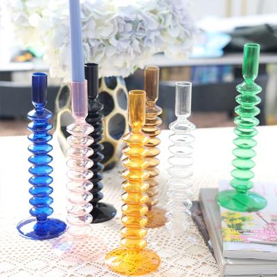 China Fashionable simple creative fashion glass candlestick dinner exquisite romantic home decorations for sale