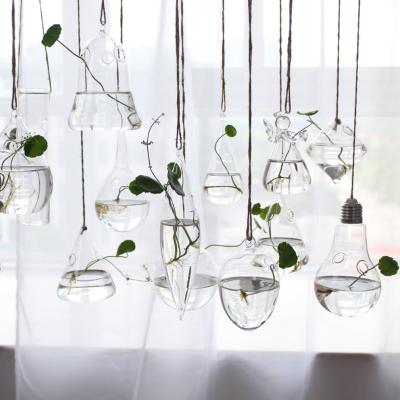 China Minimalist Creative Hanging Glass Vase Decoration Design For Home Decor Transparent Vase for sale