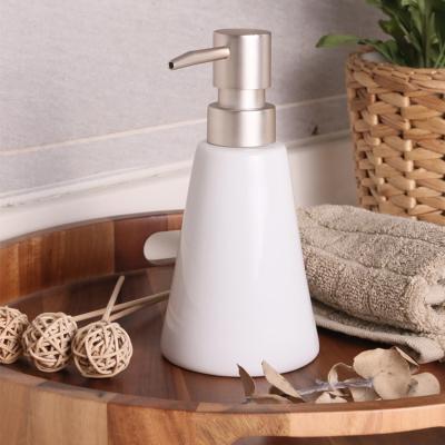 China Modern Custom Tapered Bath Set Ceramic Hand Liquid Soap Lotion Dispenser Bottle For Kitchen And Bathroom for sale