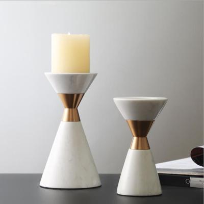 China Trendy Handmade White Empty Natural Marble Stone Candle Holder For Home Decor Wedding Decoration for sale