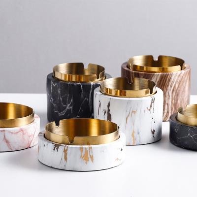 China Nordic Ceramic Accessories Viable ISS Hot Selling Round Marble Ashtray For Home Deco for sale