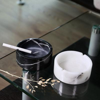 China Wholesale Eco-Friendly Ash Tray Modern Design Marble Porcelain Cigarette Ashtray Round Shape Ash Holder for Home and Hotel for sale