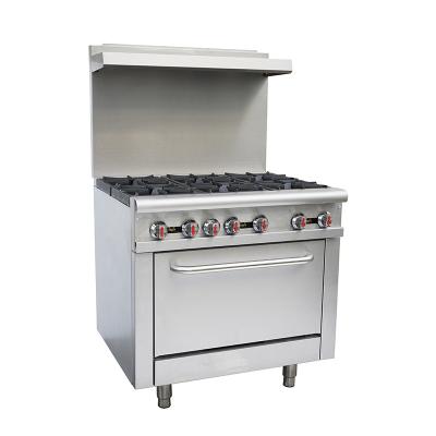 China Traditional Commercial Restaurant Equipment 6 Burner Gas Cooking Range with Oven for sale