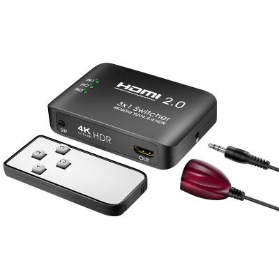 China AOEYOO 3 Plastic HDMI Switch 3x1 4K@60Hz IR Left Remote Control Switcher for Apple TV 4K, PS4, Game Consoles, 3 in 1 out of HDMI Splitter for sale