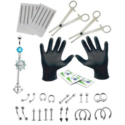 China FASHIONABLE Professional Navel Ring Body Piercing Tool Kit Navel Navel Navel Piercing Kit Stainless Steel 14G for sale