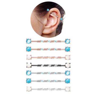 China FASHIONABLE Barbell 7Pcs/Set Industrial Zircon Piercings Surgical Steel Ear Tragus Ear Measurement Body Jewelry Puncture for sale