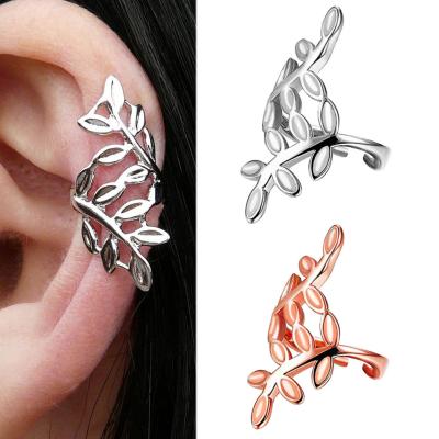 China 20Pcs/Set Silver and Rose Gold Tree Leaf Ear TRENDY Slap Earrings for Women Girls Clip on Lip Cartilage Tragus Helix Body Jewelry for sale