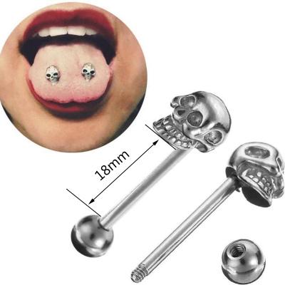 China 10Pcs/Set 14G Tongue Rings Stainless Steel Style Jewelry FASHIONABLE Punk Skull Piercing Nipple Rings for sale