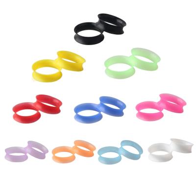 China 10Pairs/Set FASHIONABLE Flexible Thin Silicone Skin Flesh Fashion Double Flared Ear Plugs Tunnel Ear Measuring Expander Stretcher Body Piercing for sale