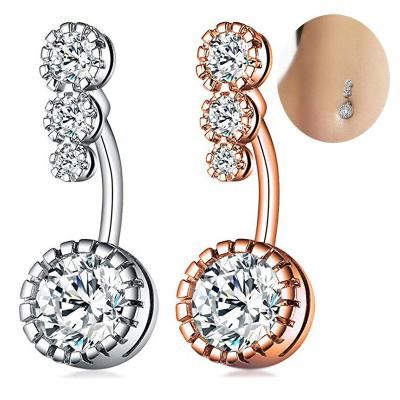 China FASHIONABLE Hot Stone Crystal Clear Mannequin Ring Pretty Double End CZ Navel Success Body Jewelry for sale