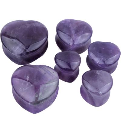 China FASHIONABLE Peach Heart Piercing Ear Expander 10Pairs/Set Purple Stone Ear Plugs Tunnels Measurements Expander Body Piercing Jewelry for sale