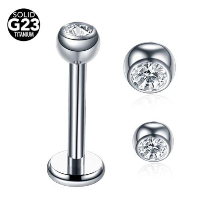 China FASHIONABLE G23 Titanium with Drill Ball Labret Piercing External Internal Wire Ear Stud Cartilage Helix Piercing Body Jewelry for sale