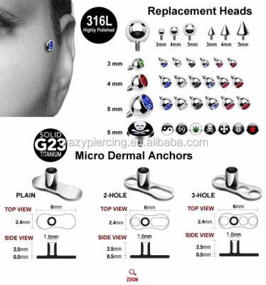 China Labret Ring Fashion Body Jewelry Titanium Skin Piercing Anchor for sale