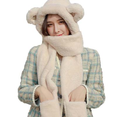 China Fashion Feeling Women Soft Smooth Casual Girls Winter Warm Fur Hat And Scarf Set In A Hat Scarf Glove Set for sale