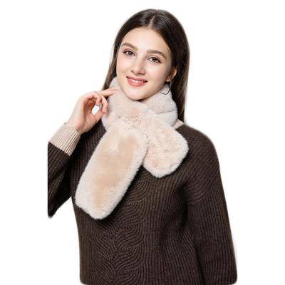 China 2022 New China Winter Warm Wholesale Faux Rabbit Fur Warm Plain Edge Wrap Plain Scarf for sale