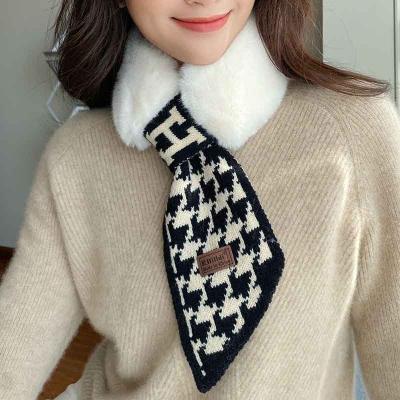 China 2021 Kids Girls Fashion Warm Luxury Winter Knitting Warm Scarf With Collar Rabbit Fur Scarf for sale