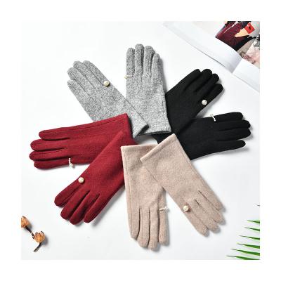 China Fashion\winter arm warmers mittens knitted comfortable thermal wool bead ring decoration g loves\durable for sale