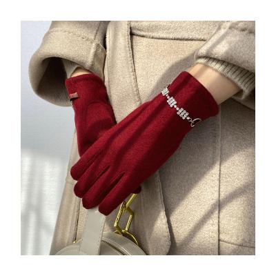 China Fashion\classic women g thermal comfortable\durable diamond square decoration love winter arm warmers knitted mittens for sale