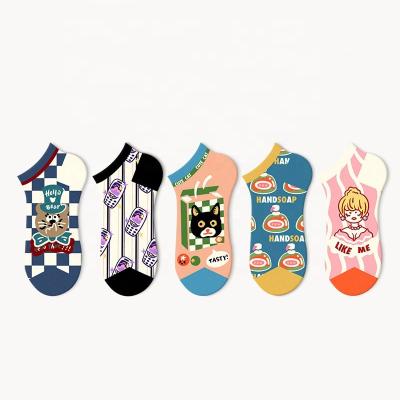 China New Cartoon Design Girls Women Lady High Quality Cotton Cute QUICK DRY 100% Cheap Ankle Socks for sale