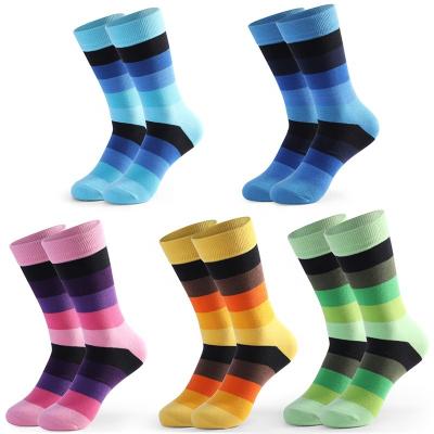 China CY Cheap High Quality Mens QUICK DRY Cotton Colorful Striped Plain Tube Dress Socks Crew Men Business Socks for sale