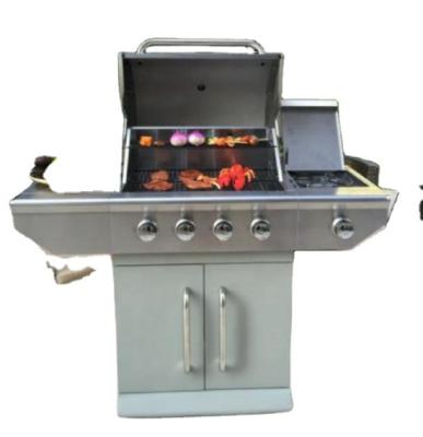 China All Height Adjustable #430 Stainless Steel Gas Four Burners Outdoor Barbecue Grill for sale