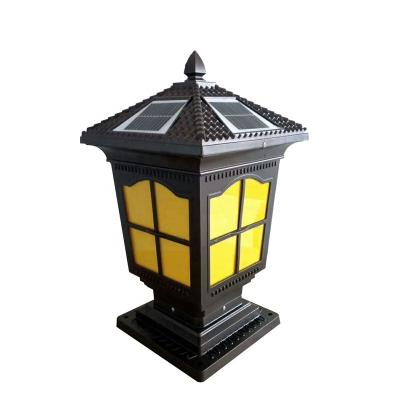 China Aluminum Solar Powered Waterproof Outdoor Sensor Yard Fence Classic Pillar Lights for sale