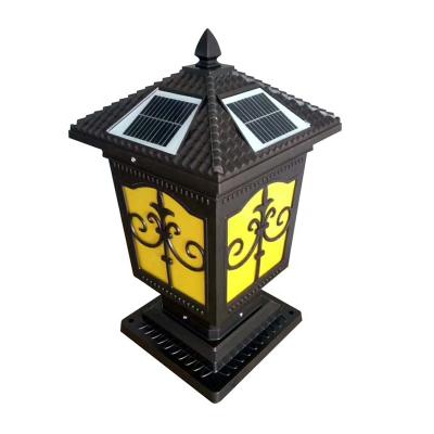 China Aluminum Solar Powered Waterproof Outdoor Sensor Yard Fence Classic Pillar Lights for sale