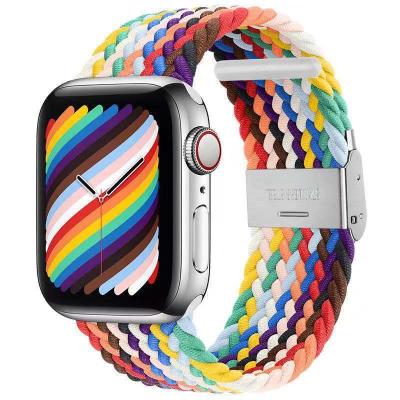 China Fabric Suitable For Apple Watch Band Woven Nylon Elastic Adjustable Wrist Strap Wrist Band for sale