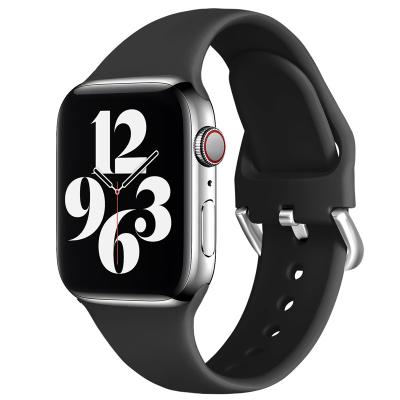 China Soft Apple Watch Strap iWatch Strap Pure Color Motion Reverse Buckle Strap Suitable For Apple Watch Silicone Strap for sale