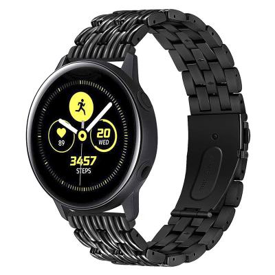 China Water Resistant Suitable For Samsung Watch Strap Galaxy Smart Watch Flat Weave Buckle Stainless Steel Strap for sale