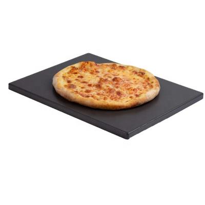 China Stored Rectangle Glazed Cordierite Bread Pizza Meal Black Vegetables Grill Use BBQ Baking Stone for sale