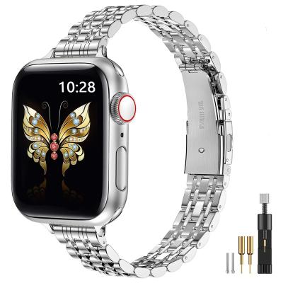 China 7 Beads Luxury Stainless Steel Apple Watch Band Custom Apple Watch Band Apple Watch Band For Women for sale