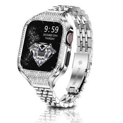 China Custom Apple Watch Band Apple Watch Band 5 Beads Luxury Stainless Steel Band Apple Watch Band for sale