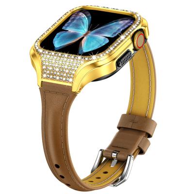 China Luxury Leather Women Watch Bands For Apple Watch Ultra 49mm Apple Watch Band 49mm Ultra Bling Apple Watch Bands for sale