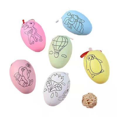 China 2022 Luxury Easter Eggs Craft Set Easter Decor DIY Wooden Egg Hanging Decorating DIY Decoration With Pen for sale