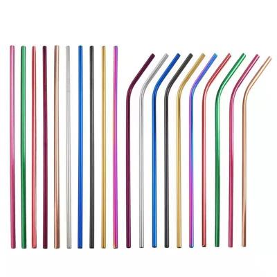 China Minimalist Custom printed 304/316 stainless steel metal drinking straws with brush cleaners stainless steel straw metal reusable straws for sale