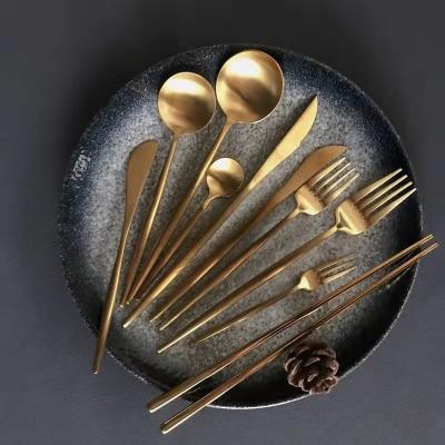 China Luxury Gold Butter Fruit Fork Fruit Fork Tableware Meal Knife Spoon Knife Set Dinnerware Set Main Luxury Viable Dinnerware Set for sale