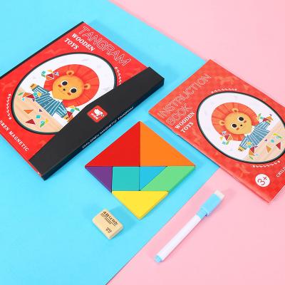 China DIY TOY Educational Jigsaw Puzzle Book Style Diy Game 3D Seven-Piece Puzzle Book and Wooden Jigsaw Pen Set for Kids for sale