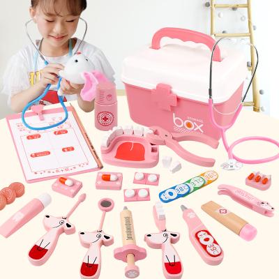 China Deluxe Wooden Toys Spielzeug Pretend Role Play Classic 2-4 Year Old Children Kids Play House Doctor Educational Toys Set For Children for sale