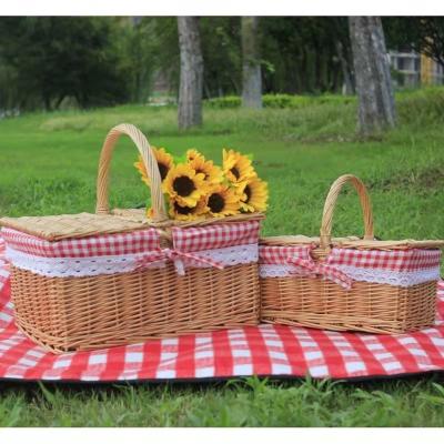 China Sustainable Handmade Willow Ins Style Storage Baskets Customized Size Color OEM Straw Picnic Basket Wholesale Set for sale